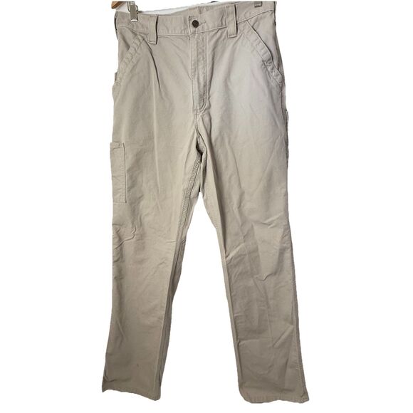 Carhartt Carpenter Cargo Baggy Workwear Pants Loose Fit Light Tan Sz 32x33 B151 - Picture 1 of 7